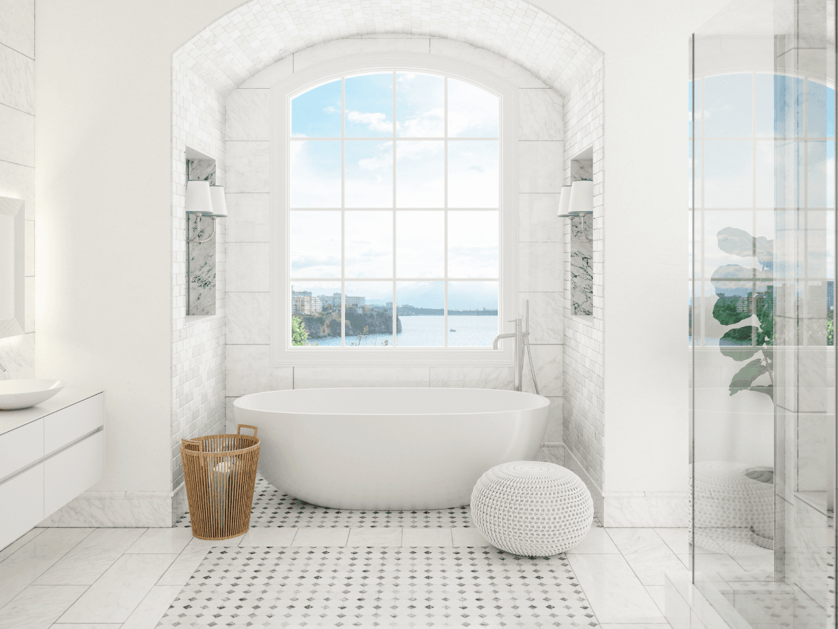 White Inspired Bathroom Bathtub Renovation Idea