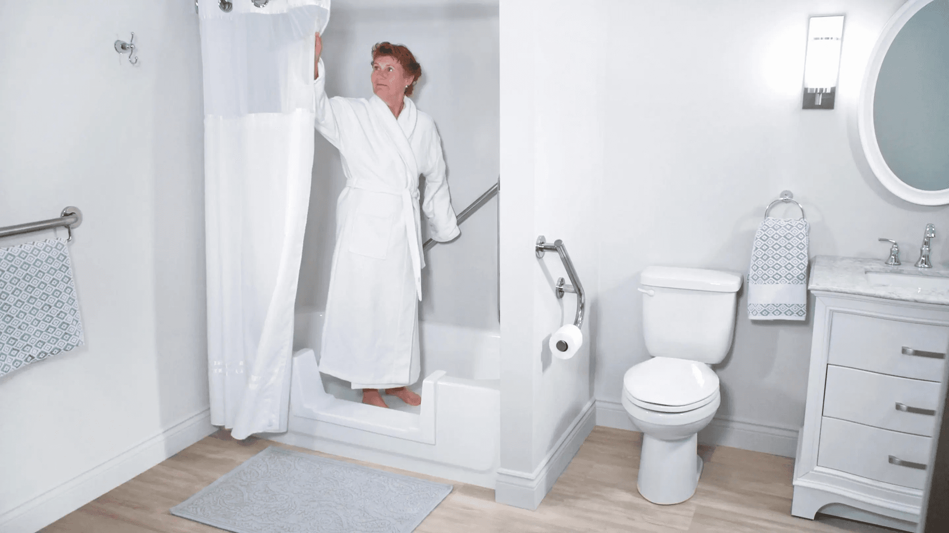 Elderly Woman inside the Walk-in Tub Renovation by Bytown Bath